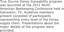 True Source Honey traceability program